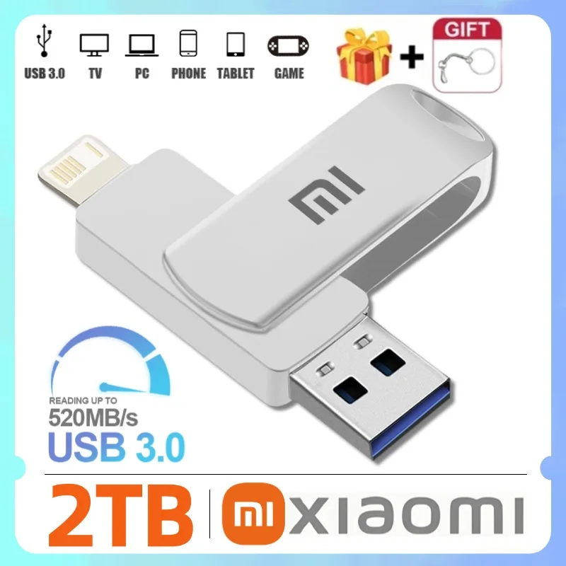 XIAOMI USB 3.0 Flash Drive 2TB 1TB Pendrive 512GB 256GB 128GB Memory Stick 3. 1 Pen Disk For Desktops PC
