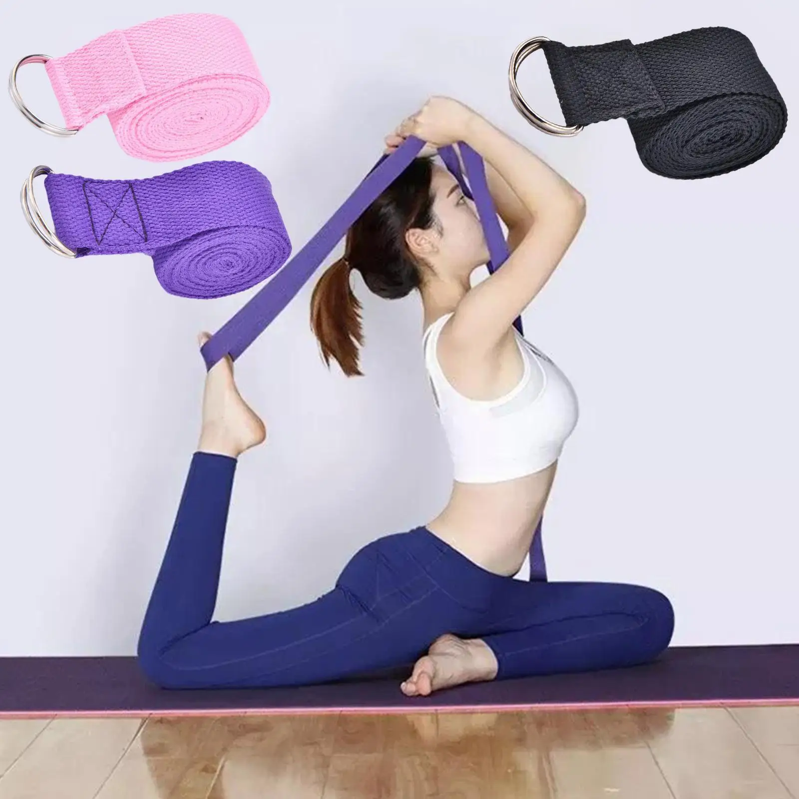 

Yoga Strap Durable Cotton Exercise Straps Adjustable D- Buckle Gives Flexibility For Yoga Stretching Pilates Accessorie X1s7