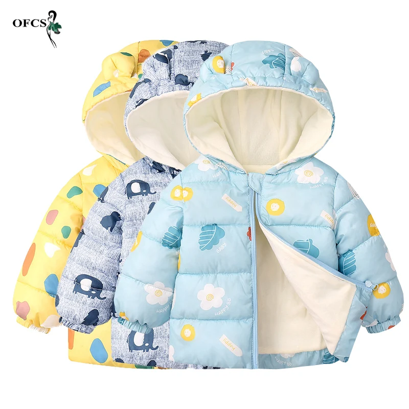

Winter Kids Down Coat Toddler Boy Girl Cotton-Padded Jacket Thicken Warm Short Jackets Children Clothing Hooded Cartoon Outerwea