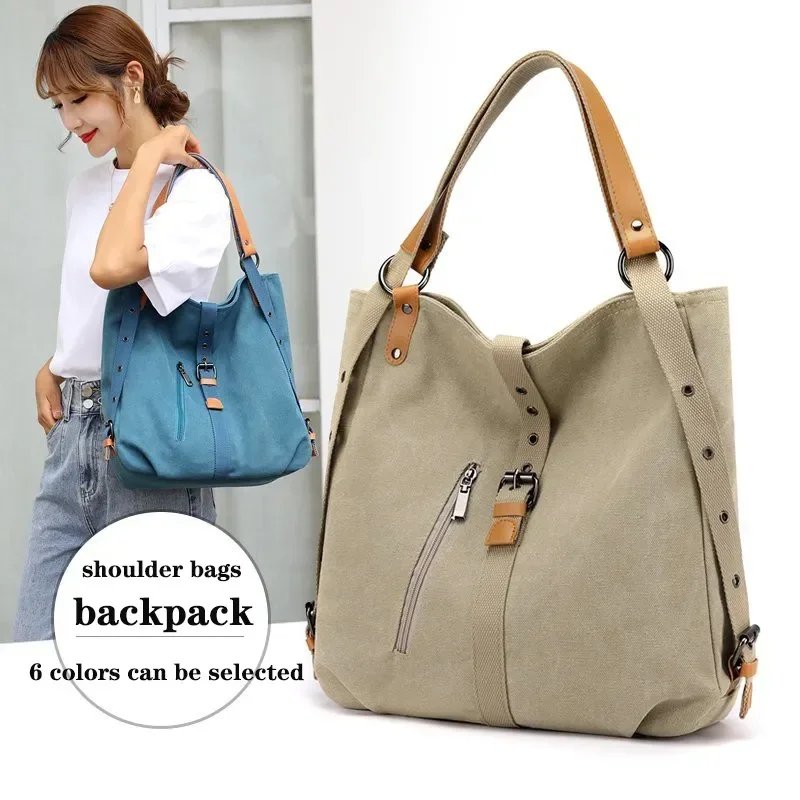

Designer High Capacity Multifunction Canvas Shoulder Crossbody Bags for Women Summer Simple Luxury Brand Travel Handbags