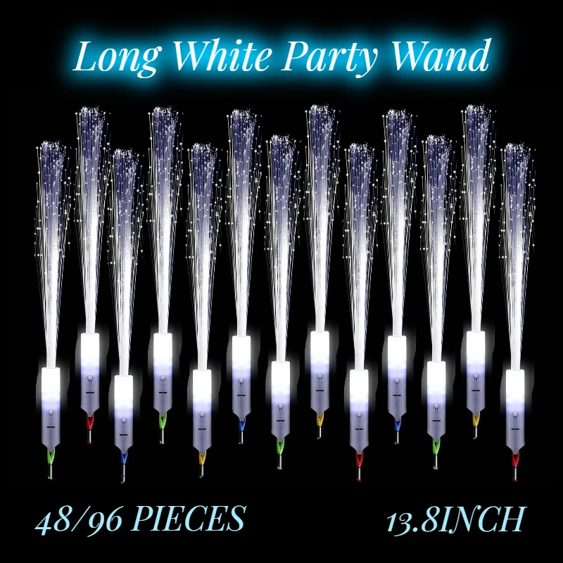 

36/72Pcs 14inch Upgrade Long White Fiber Optic Wand 3 Mode Wedding Sparkler LED Light Up Stick Glow Party Supply Wedding Favor