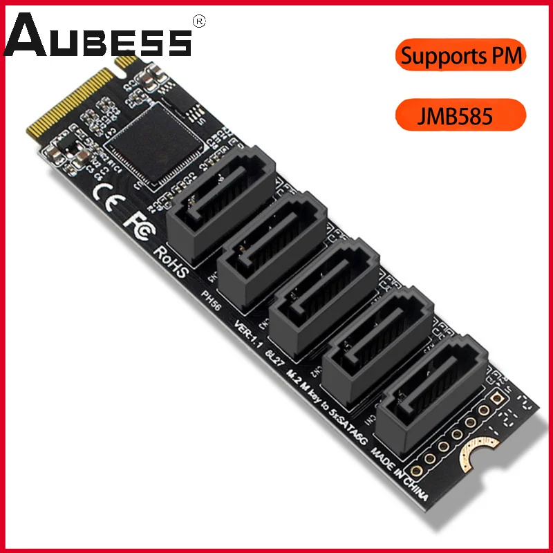 

PCI-E To SATA 6G 5 Port Hard Disk Expansion Adapter Of PH56 M.2 Computer Expansion JMB585 Supports PM Function For Computers