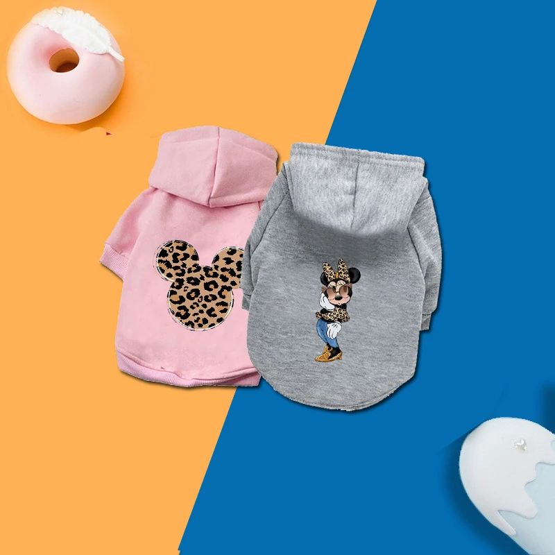 

Leopard Print Minnie Mouse Winter Clothes for Small Medium Dogs Hoodie Disney Pet Sweatshirt Clothes Puppy Chihuahua Clothing