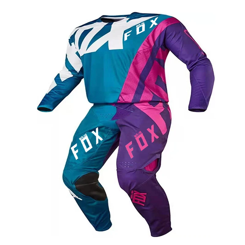 

Purple Pink Bayliss FOX Suit BMX Mx DH 360 Creo Teal Motocross Jersey Pants Combo Outfit Gear Set Enduro ATV Dirt Bike Kits Men