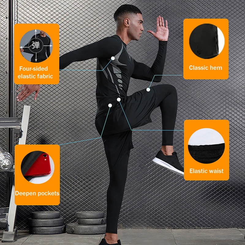 5pcs Absorb Sweat Basketball Training Uniform Suits Elastic Quick Dry Sportswear Breathable Running Fitness Basketball Gym Suits