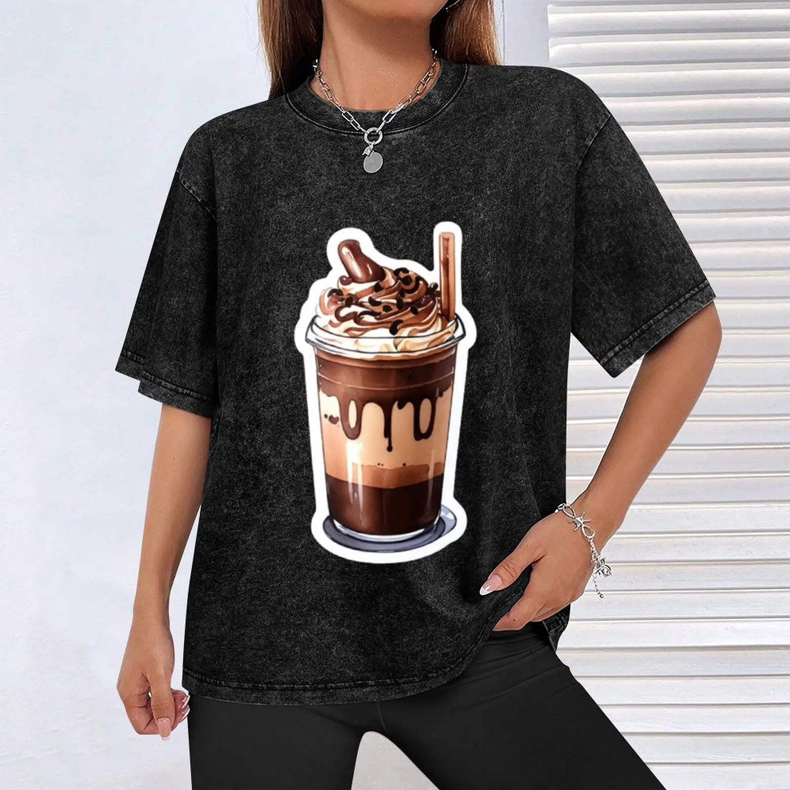 Фото Футболка KAWAII SUMMER CHOCOLATE FRAPPE DRINK для бега с короткими рукавами №4