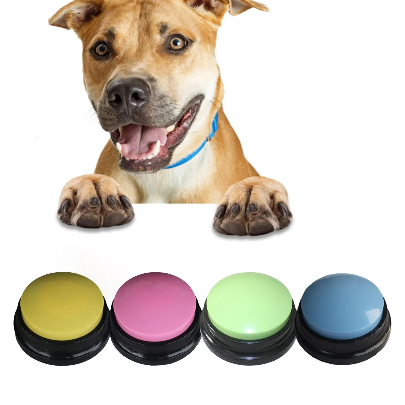 

4 Pieces Recordable Communication Recorder Playback Your Own Message Recording Sound Button for Puppy Kitten Kids