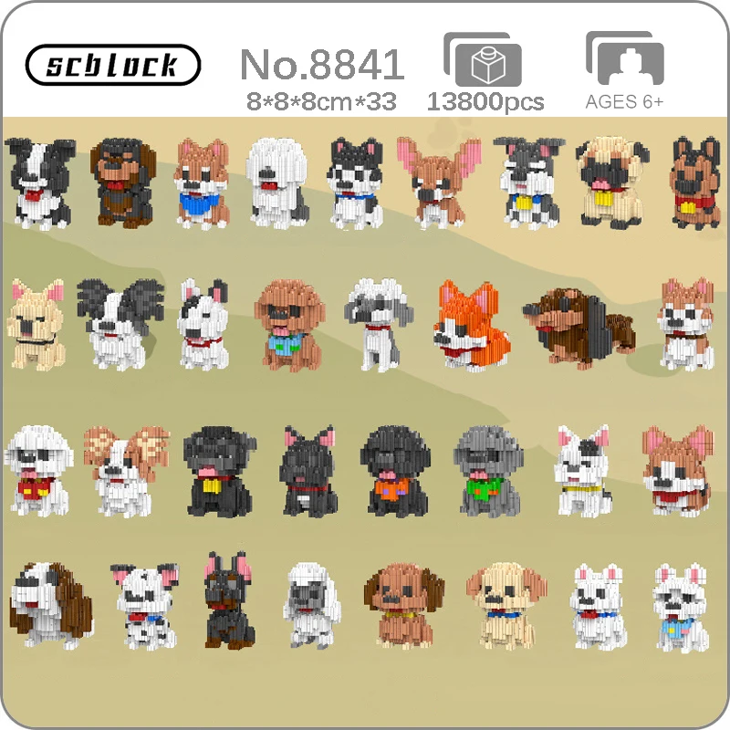 SC животные Сиба-ину Хаски корги Шнауцер такса Пудель бульман самоид собака питомец Мини Волшебные блоки конструктор игрушка без коробки