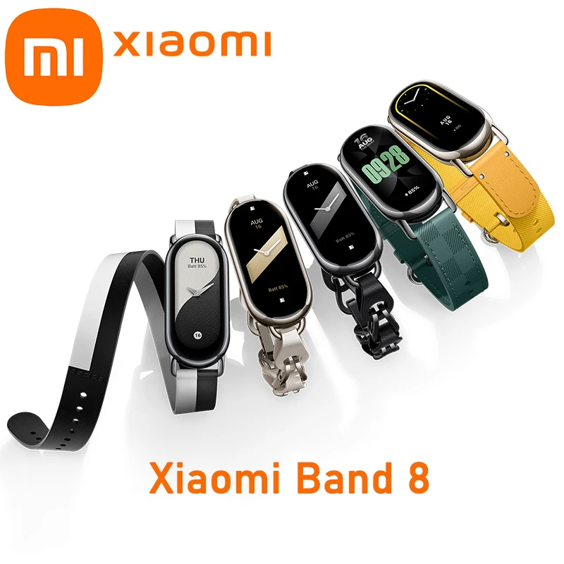

Смарт-браслет Xiaomi Mi Band 8, цветной фитнес-трекер с AMOLED экраном, с датчиком уровня кислорода в крови, водонепроницаемые умные часы, 8 наручных часов