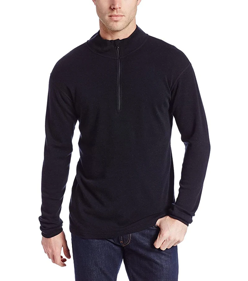 

Fitted Top Long Underwear Half Sleeve Layer Merino Wool Quick-dry Shirt Base Midweight Baselayer Zip 100% 1/2 Sweater Mens