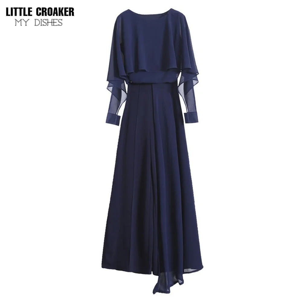 

Women's Chiffon Two-piece Set 2022 Spring and Summer New Western Style Large Fashion Age-reducing Sagging Wide-leg Pants