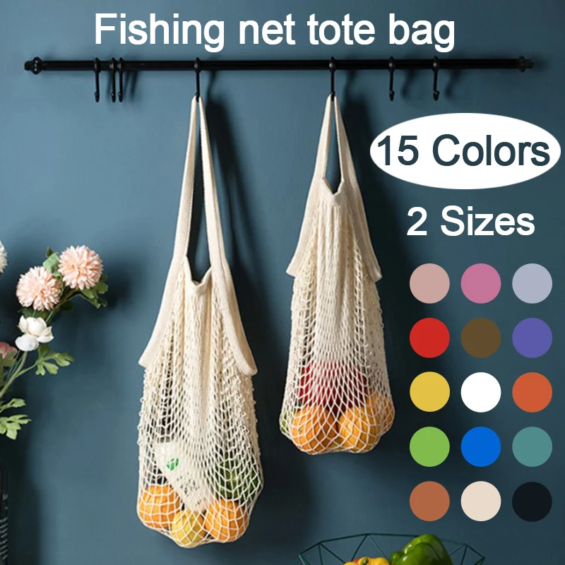 

Portable Hollow Mesh Bag Breathable Kitchen Fruit Vegetable Storage Sundries Bag Hanging Bag Reusable Large Woven Shopping Bag