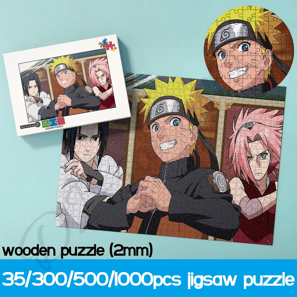 

Naruto Jigsaw Puzzles Bandai Cartoon Uzumaki Naruto Uchiha Sasuke and Haruno Sakura 1000 Pieces Wooden Puzzles for Kids Handmade