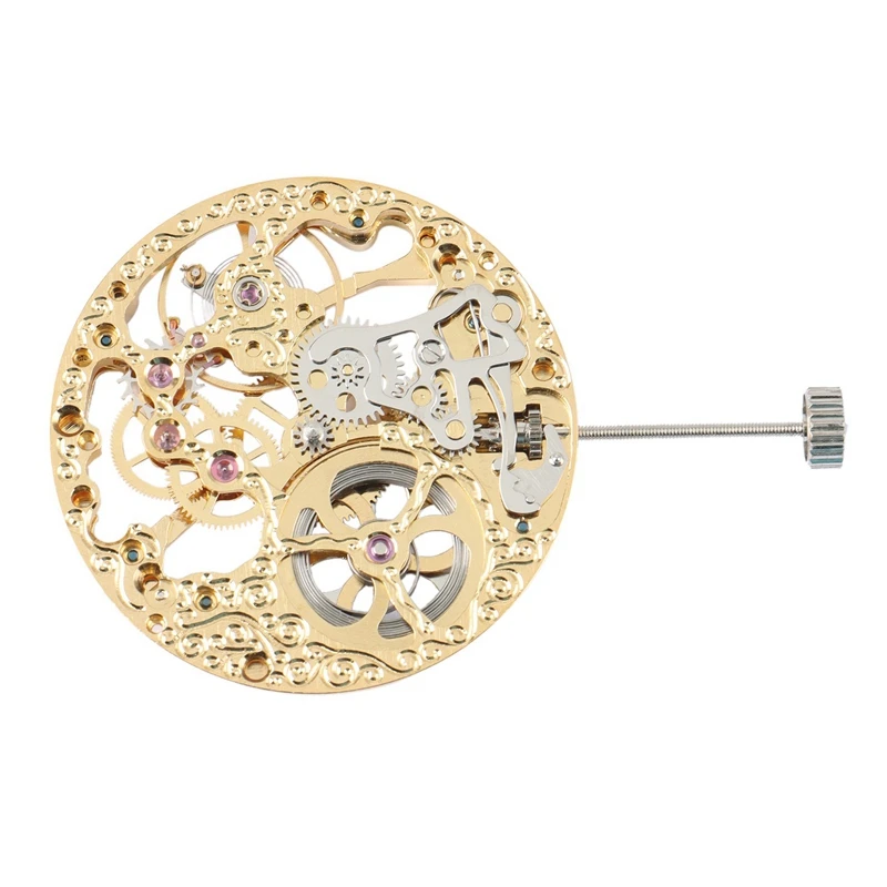 17 Jewels Gold Asian Full Skeleton For Men's Watch 6497 Hand-Winding Movement Mens Skeleton Movement