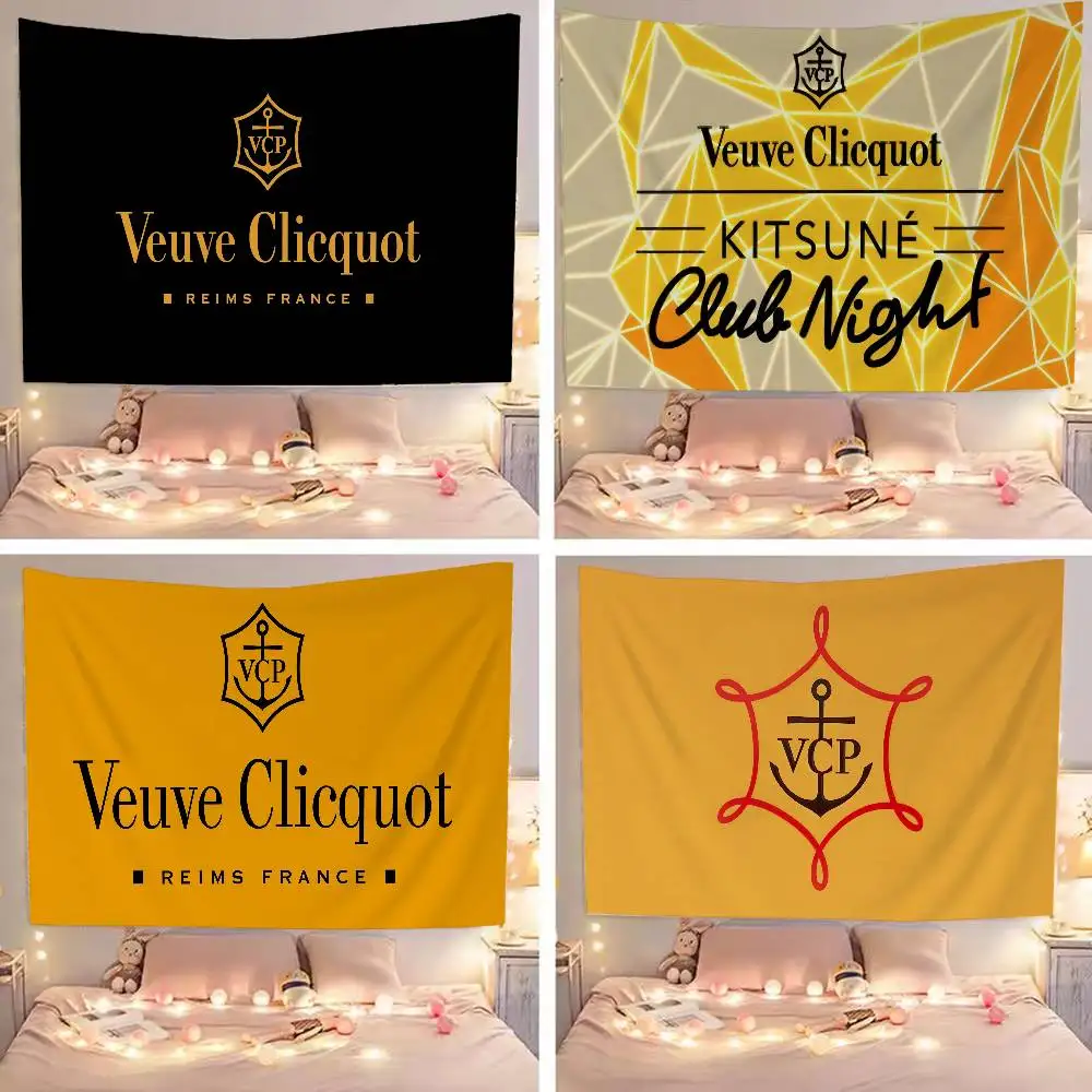 Фото V-Veuve C-Clicquot Настенный гобелен с мультяшным рисунком, научно-фантастический дизайн, декор для дома и комнаты №1