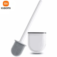 xiaomi youpin breathable toilet brush water leak proof with base silicone wc flat head flexible soft bristles brush with holder