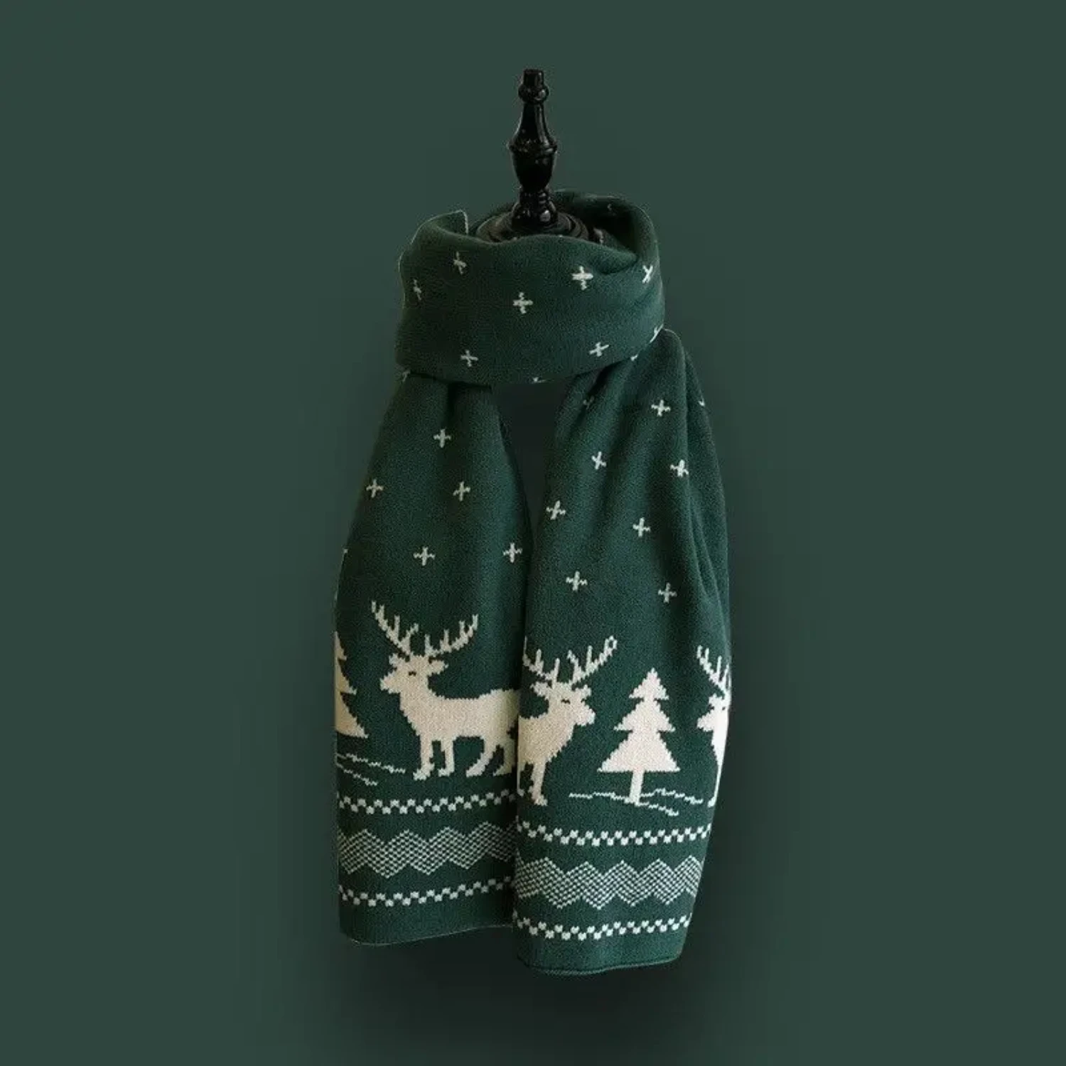 Рождественская женская большая зимняя шаль со снежинками и оленями накидка из