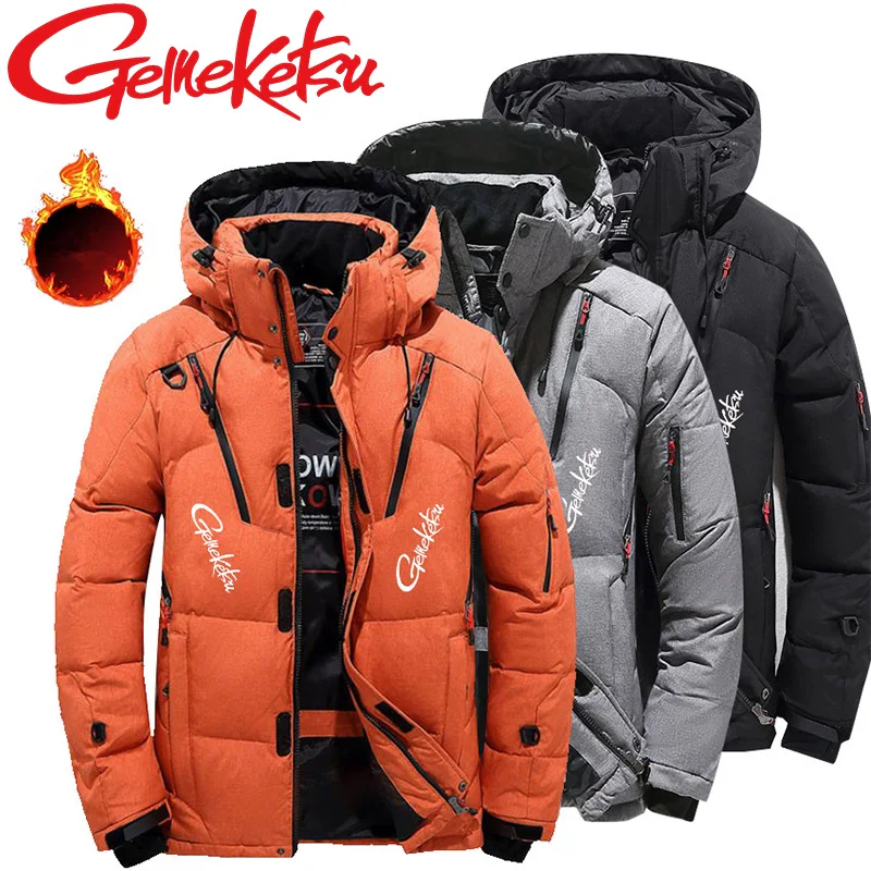 Новый Зимний толстый и теплый мужской пуховик со съемной шапкой куртка из белого