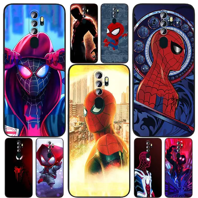 

Cool Marvel Spiderman Art Phone Case Black For OPPO Find X5 X3 X2 Neo Lite A74 A76 A72 A55 A54S A53 A53S A16S A16 A9 A5 5G