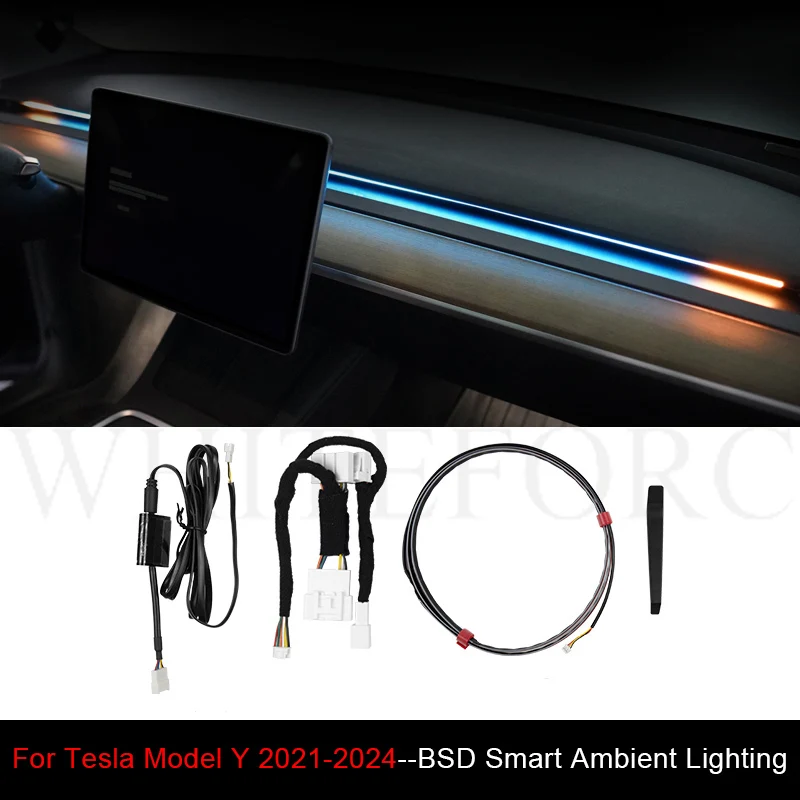 

Для Tesla Model Y Juniper BSD Smart Ambient Lighting RGB Приборная панель Консоль Комплект Ambient Light Model 3/Y Светодиодные ленты Неоновое освещение