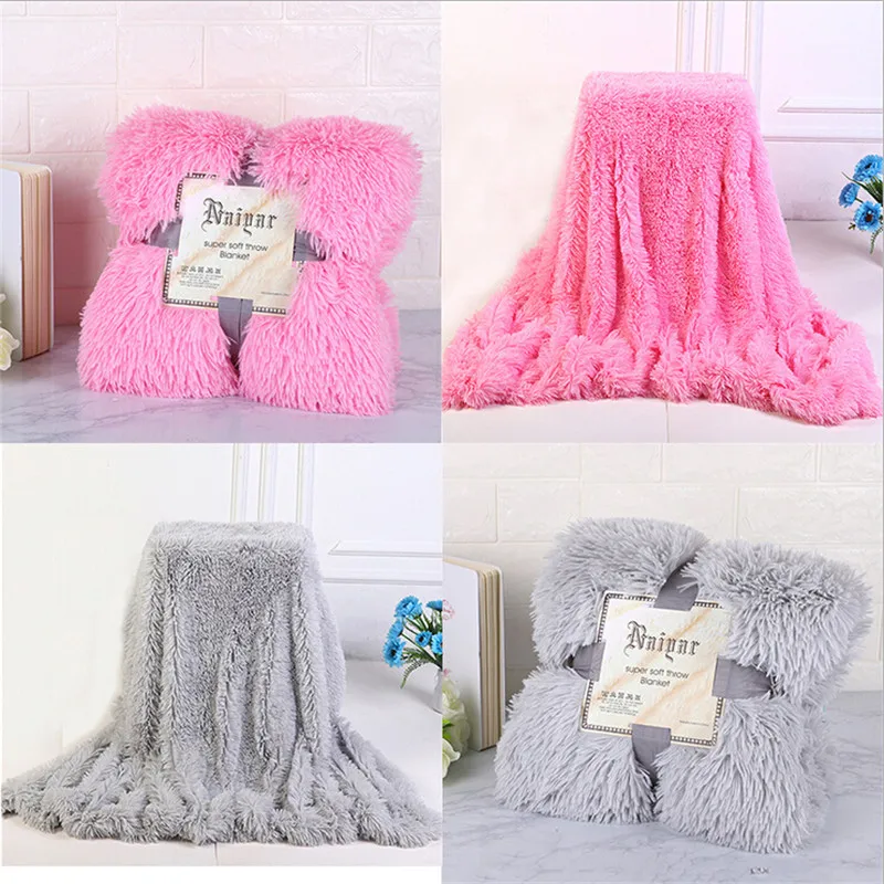 

Soft Fur Throw Blanket on the Couch Long Shaggy Fuzzy Fur Faux Bed Sofa Blankets Warm Cozy With Fluffy Sherpa