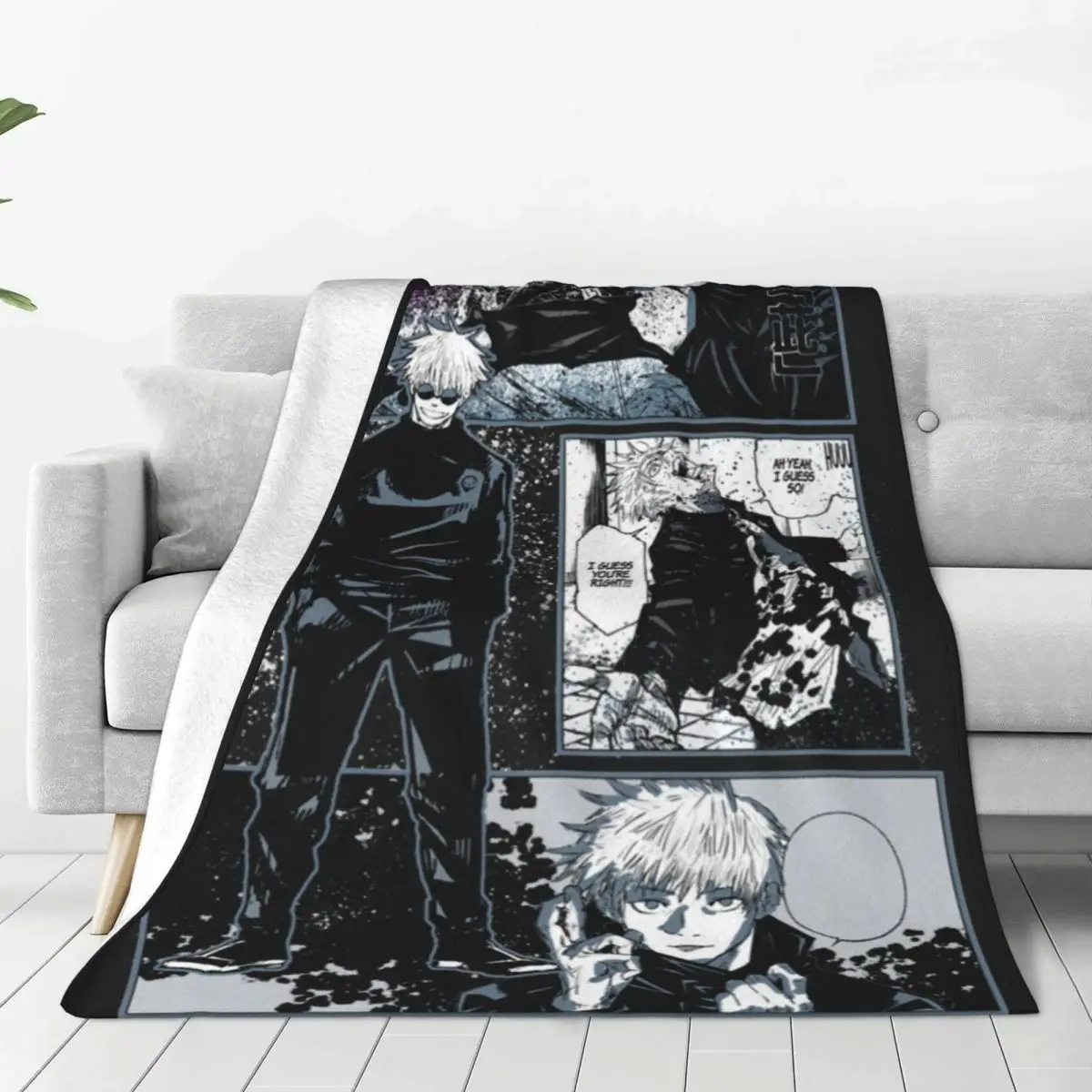 

Satoru Gojo Jujutsu Kaisen Anime Manga Fleece Throw Blankets Blanket for Bed Couch Lightweight Thin Plush Thin Quilt