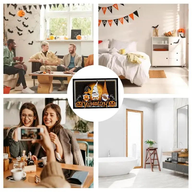 Страшный дверной коврик на Хэллоуин уличный метла летучей мыши Придверный тыква