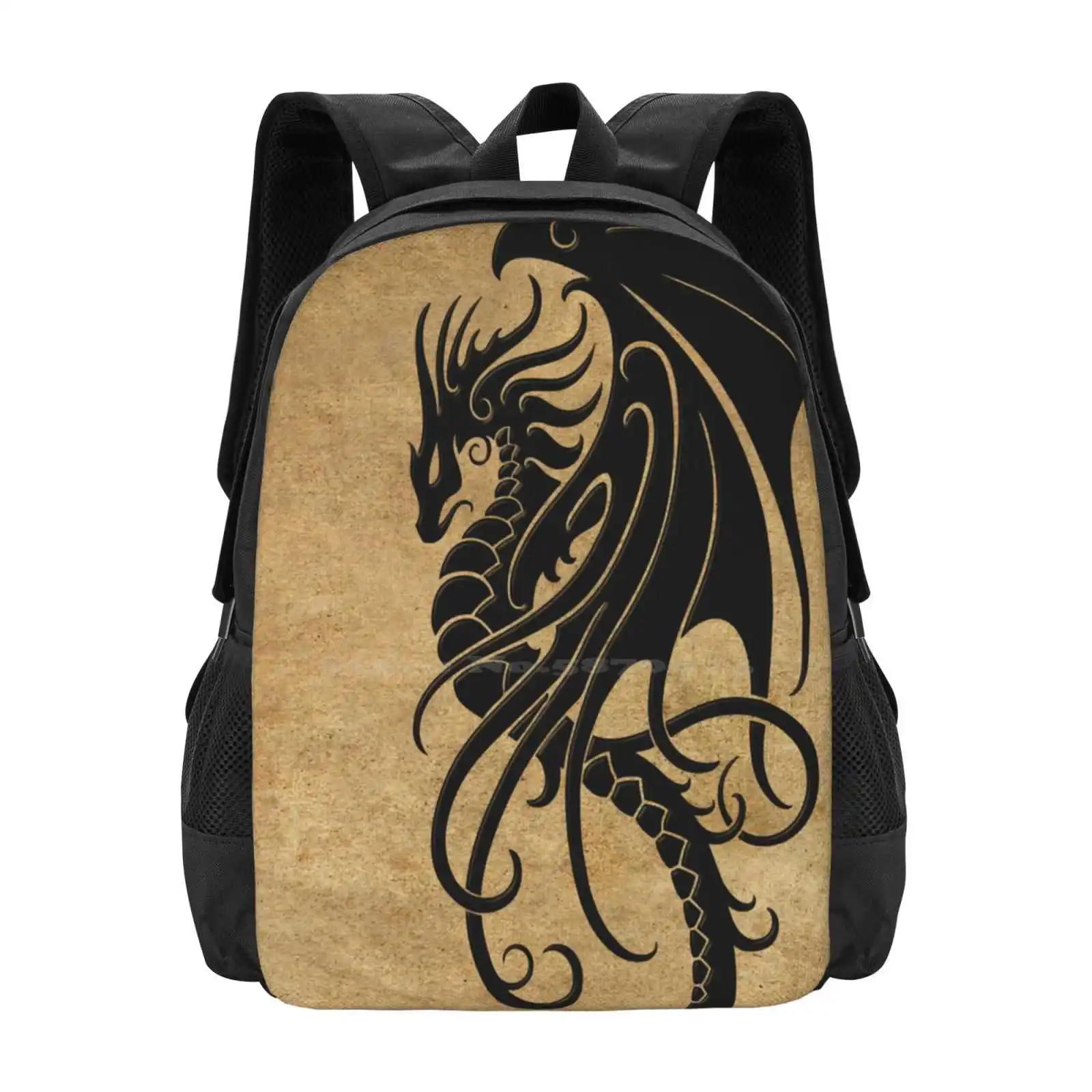 

Flying Black Tribal Dragon School Bags For Teenage Girls Laptop Travel Bags Flying Dragon Flying Tribal Dragon Tribal Dragon