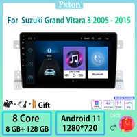 pxton android 11 0 car radio stereo multimedia player for suzuki grand vitara 3 2005 2015 4g wifi carplay andoroid auto 8128