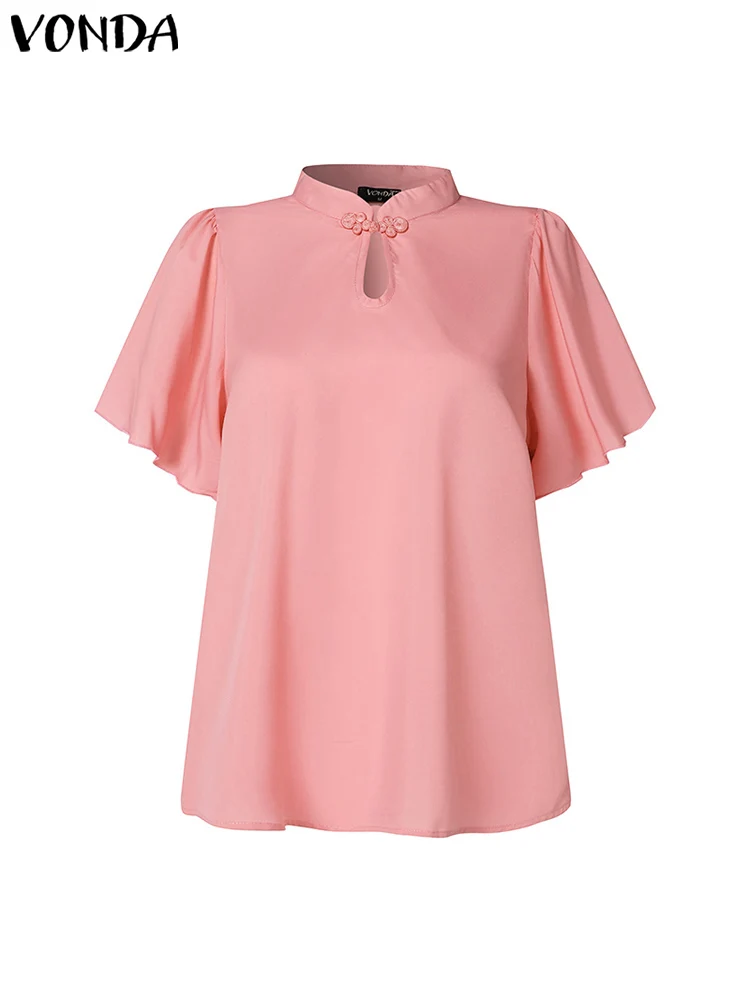 Женская Летняя Блузка VONDA Повседневный Свободный Топ С Расклешенными Рукавами И