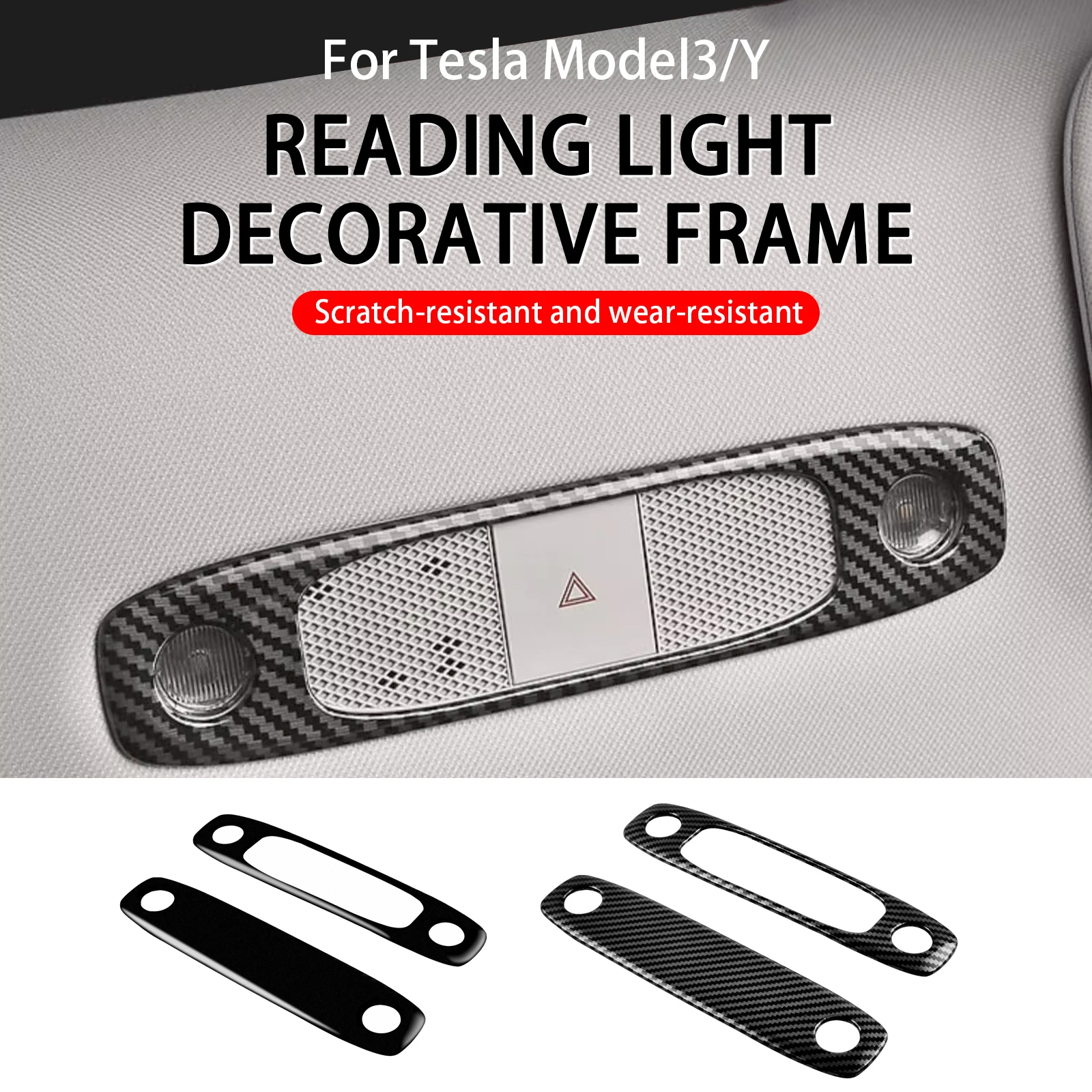 

For Tesla Model 3 Model Y Modely 2017 - 2021 Imitate Carbon Fiber Reading Light Cover Trim Car Accessories Interiors