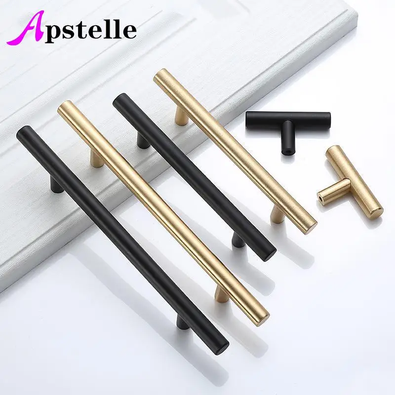 Black Golden Cupboard Handle Brushed Stainless Steel Kitchen Cabinet Door Knob Furniture Drawer Pull  Hardware Pulls  Bar Handle