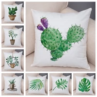 nordic style cactus pumpkin cushion cover for sofa home car decor art plant green leaf pillow case soft plush pillowcase 45x45cm