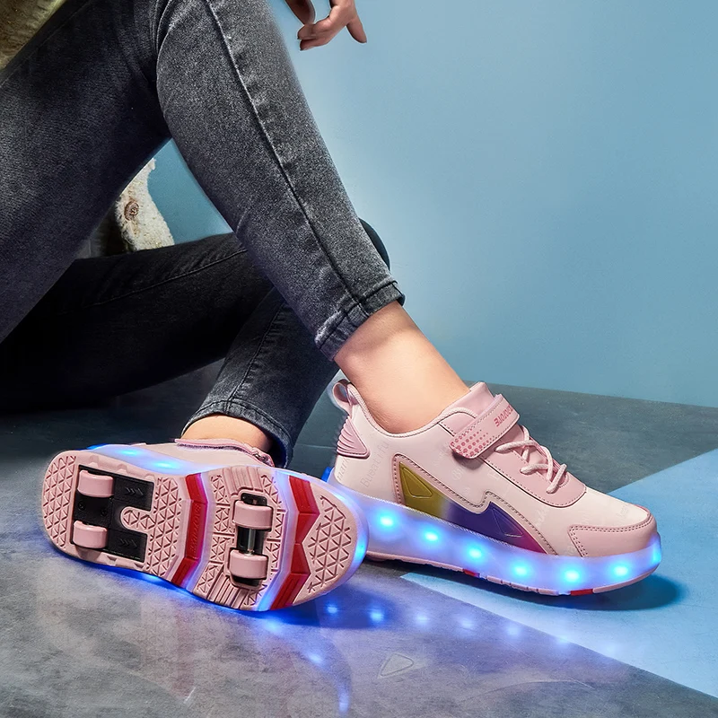 Roller Sneakers 4 Wheels Children Girls Boys Baby 2022 Gift Fashion Kids Sports Casual Led Light Flashing Outdoor Skate Shoes enlarge