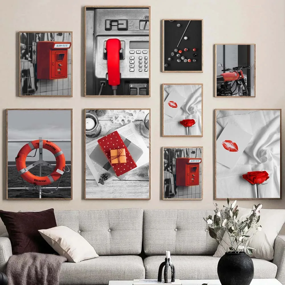 

Black and Red Canvas Picture City Landscape Poster Frameless Wall Art Prints Paintings for Living Room Modern Home Room Decor