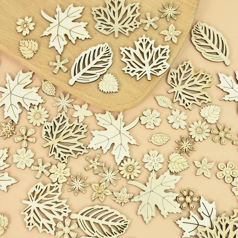 Купи 30/100pcs Natual Wooden Leaves Pattern Scrapbooking Painting Craft Home Decoration Flower Leaf Wood Pieces Handmade Accessories за 156 рублей в магазине AliExpress