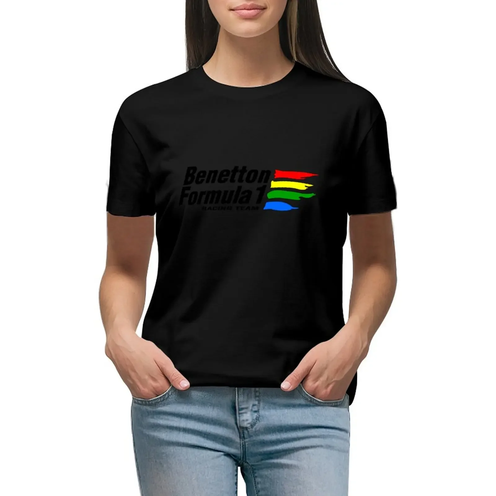 Футболка Benetton в стиле ретро 90-х годов с принтом формулы большие размеры летние