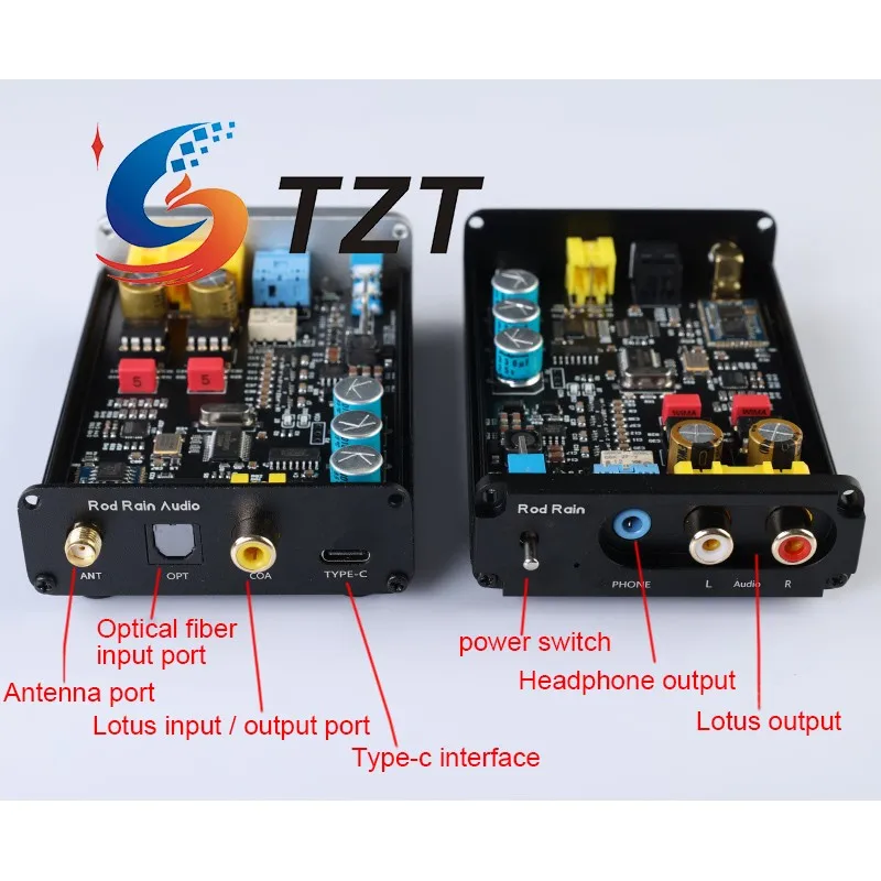 Приемник TZTRod Rain Audio Bluetooth 5 1 DAC для наушников Amp 9018-2 серебристый/черный (OPA1612 Op Amp) |