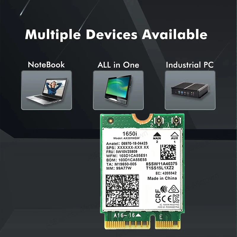 Сетевая карта KEBIDUMEI M.2 CNVI AX201NGW 3000 Мбитс BT5.1, двухдиапазонная Wi-Fi карта 2.4G5G, адаптер с интерфейсом CNVio2 9560NGW 2000M (art.: 3920dc38f976e) - 3920dc38f976e