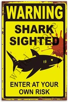 shark funny tin signs wall decor jaws movie tin poster metal sign retro style home shop bar coffee vintage arts 8x12 in