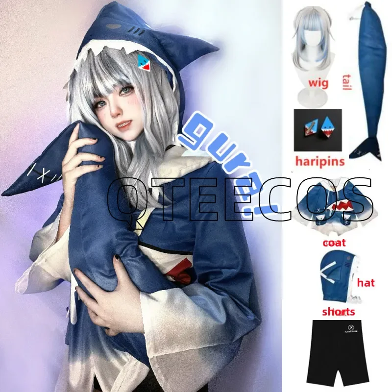 

Hololive Gawr Gura Cosplay ENG Shark Costume Youtuber Funny Clothes Halloween Christmas Party Outfits Tail For Girl