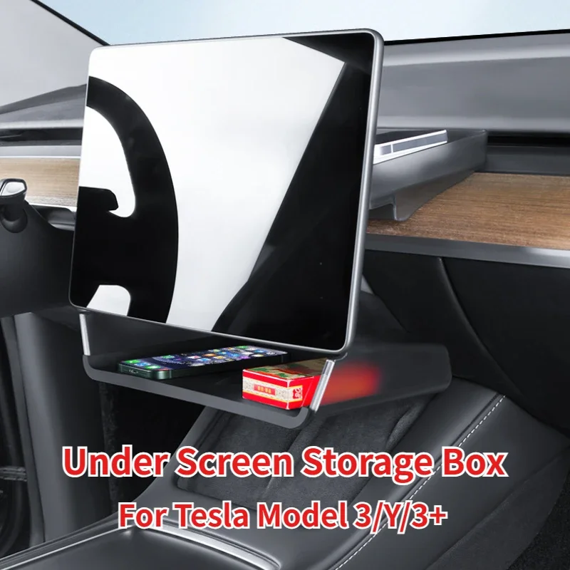 Для Tesla Model 3/Y/3+ ящик для хранения под экраном скрытый органайзер лоток ETC