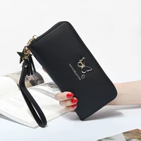 fashion butterfly women wallet wrist handle phone case long section money pocket pouch handbag womens purse card holders 2020