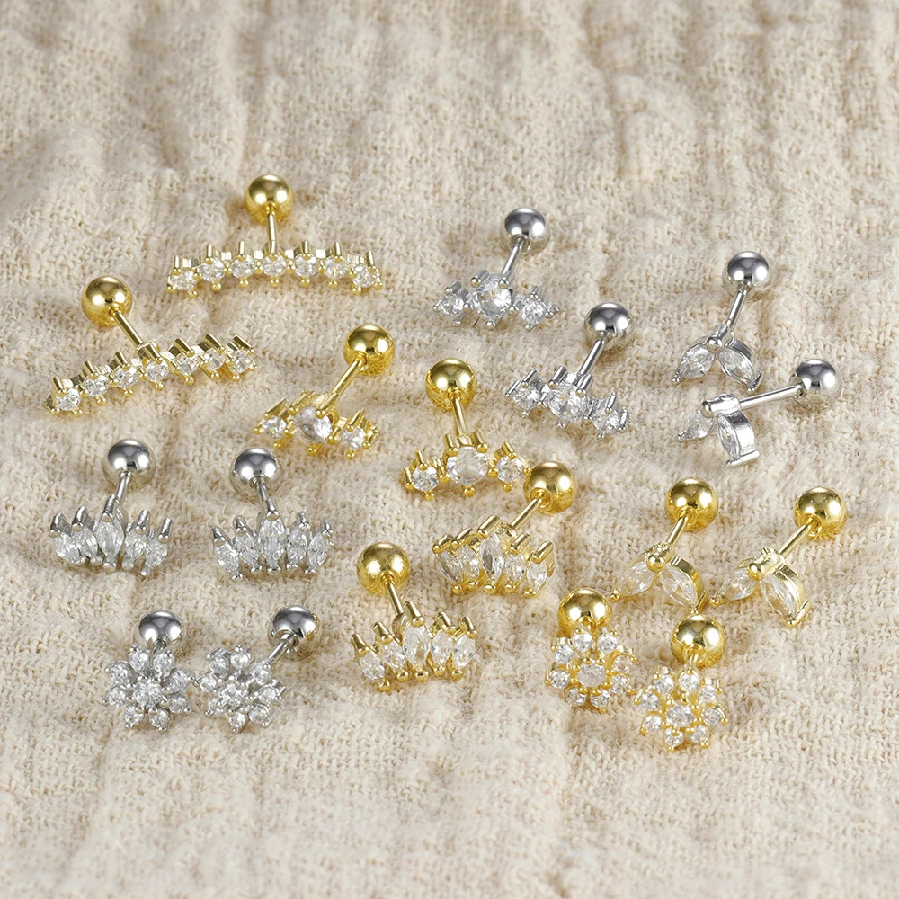 1 шт. серьги-гвоздики из нержавеющей стали с плоской головкой спираль для козелка