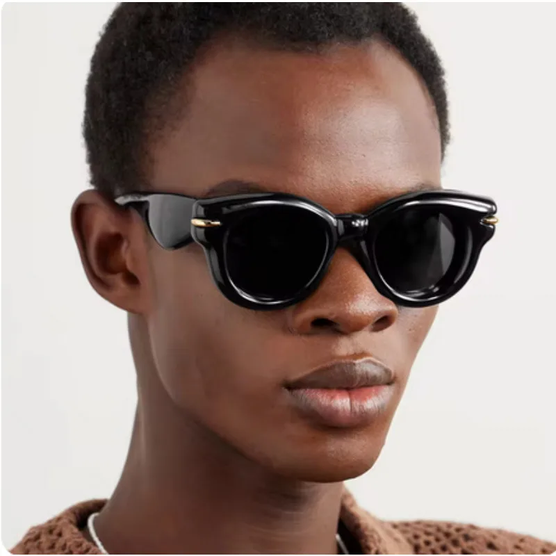 Y2k Спортивные Солнцезащитные Очки В Стиле Панк Унисекс Большой Круглой Оправе С