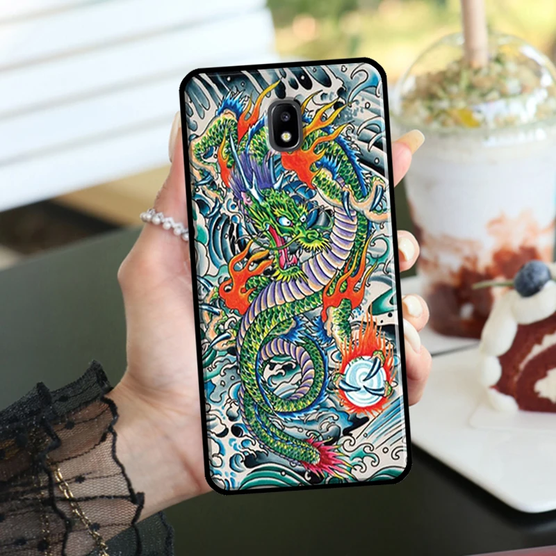 Чехол с японскими волнами аниме драконом для Samsung Galaxy J7 2017 J1 J3 J5 2016 A6 A8 J4 J6 Plus J8 A7 A9
