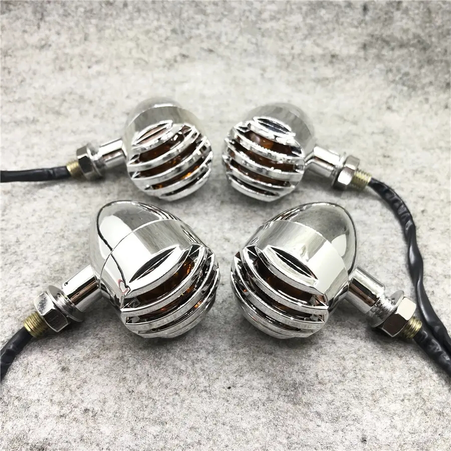 

4PCS Universal ABS Motorcycle Turn Signal Light Chrome Bullet Indicator Lamp For Harley Chopper Cafe Racer Honda Yamaha Suzuki