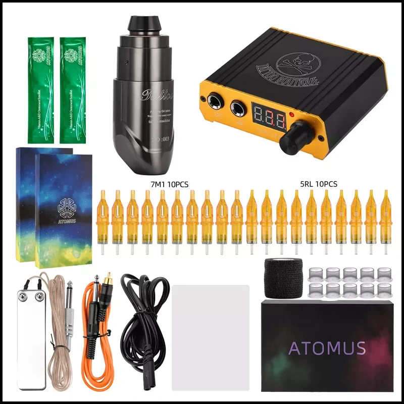 

Professional Tattoo Permanent Makeup Tattoo Machine Kit Tattoo Rotary Pen Set Power Supply Cartridge Needles for Tattoo Artist