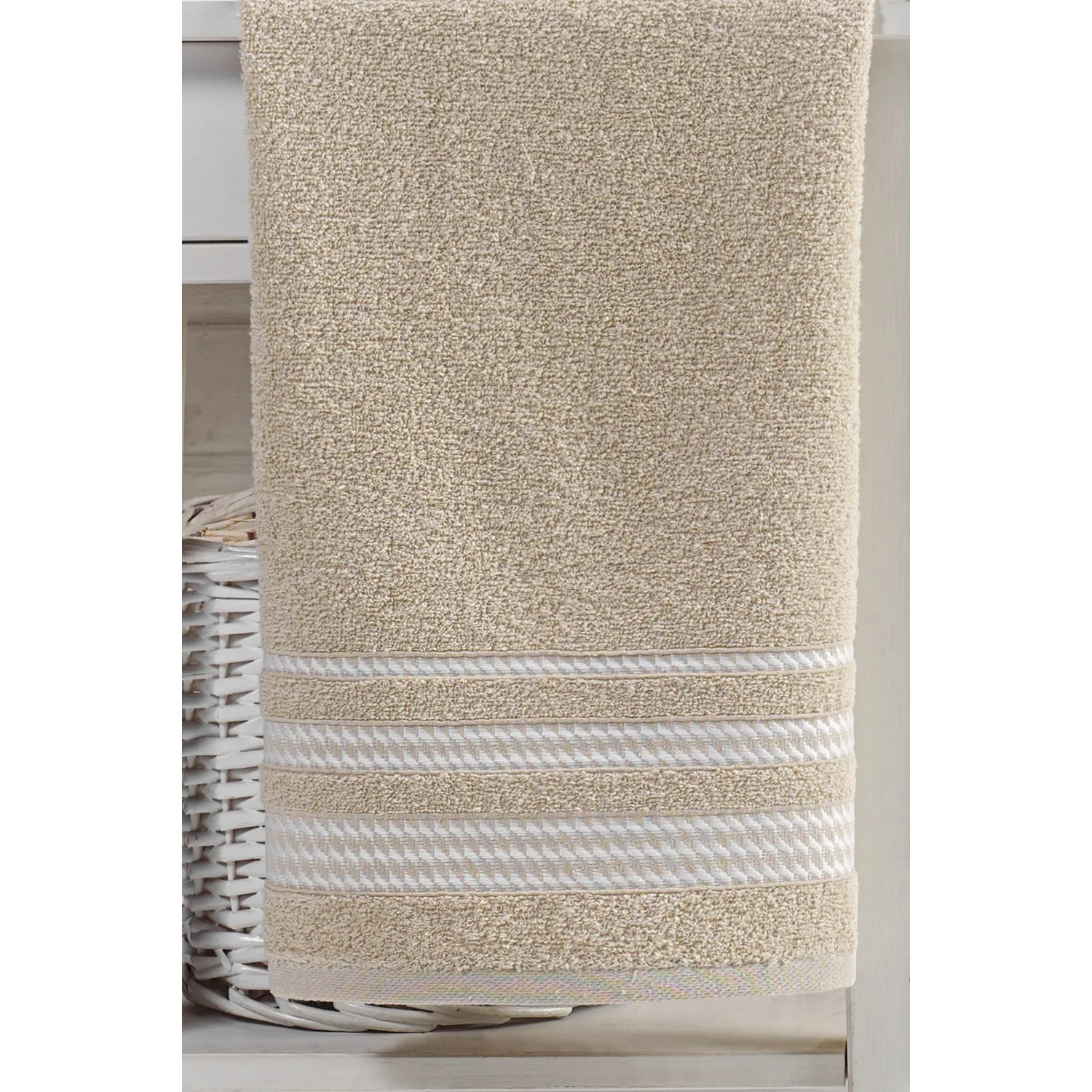 Özenev Royal 2 Piece Bathrobes Set Cotton Soft Plaids Luxury Geometric Beige Casual Comfortable Use Quality Elegant Polite Tasarım