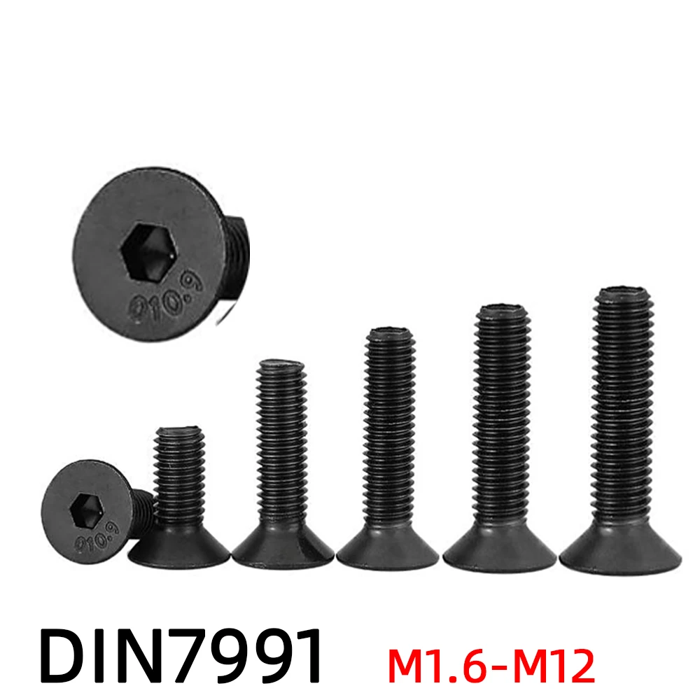 

M1.6 M2 M2.5 M3 M4 M5 M6 M8 M10 M12 Black Grade 10.9 Steel DIN7991 Hexagon Hex Socket Head Flat Countersunk Allen Bolt Screw